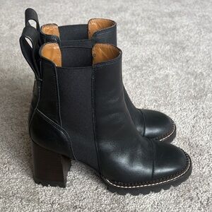 See By Chloe Black Leather Heeled Boots